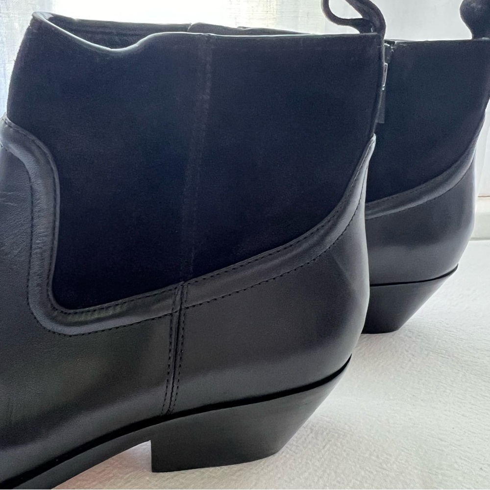 Veronica Beard Kinsley Mixed Leather Ankle Booties in Black Size 6.5 New - Picture 9 of 9